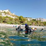 scuba diving Malaga shore entry divers entering water